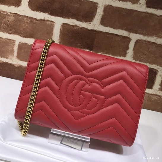 First bag ru GG GUCCI MARMONT CHAIN WALLET 0806